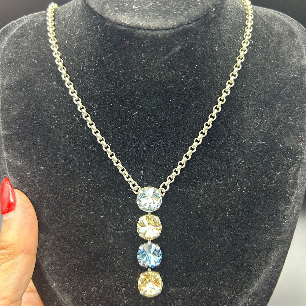 RMD Roman Multi-Stone Necklace – Silver Tone, Faceted Glass Crystals
